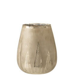 J-Line theelichthouder blad rond glas zilver large 25x25x31cm