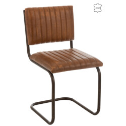 J-Line stoel modern leder/metaal cognac 52x45x88cm