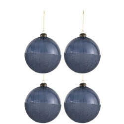 J-Line doos van 4 kerstbal parels glas large 12x12x12cm