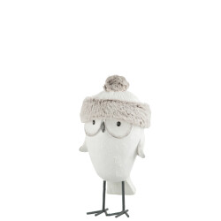 J-Line uil muts winter magnesia /grijs small 20x14x40cm