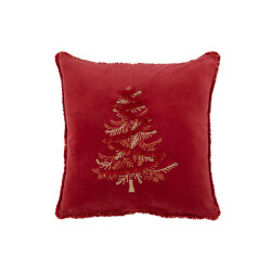 J-Line kussen boom textiel /goud 45x45x12cm