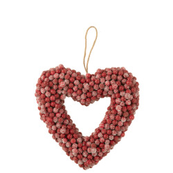 J-Line hanger krans hart bessen plastiek 30x6x30cm