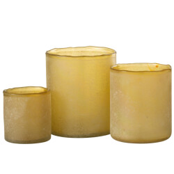 J-Line set van drie theelichthouder ruby glas 13x13x15cm