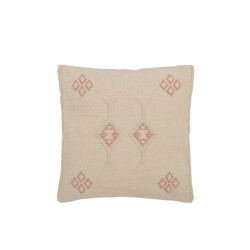J-Line kussen diamanten+pijlen katoen creme/roze 45x15x45cm