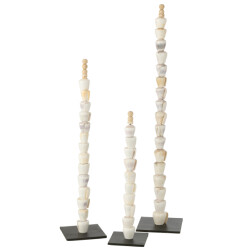 J-Line set van 3 schelpen op voet schelp natuur 11x11x92cm