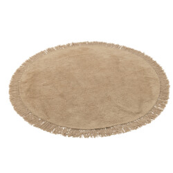 J-Line tapijt rond+franjes donker 150x150x2cm