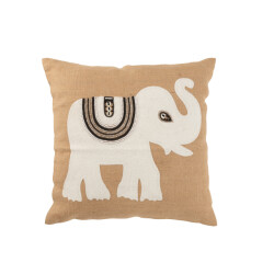 J-Line kussen olifant textiel naturel/wit large 60x60x11.5cm