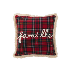 J-Line kussen ruit famille rood/groen 45x45x12cm