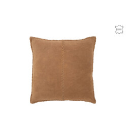 J-Line kussen midden lijn leder camel 45x45x8cm