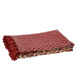 J-Line plaid/strand mat bloemen katoen 130x180x1cm