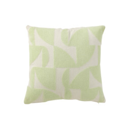 J-Line kussen geo textiel wit/munt 43x43x10cm