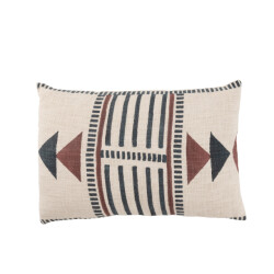 J-Line kussen ethnisch katoen creme/bruin/zwart 68x40x12cm