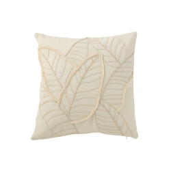 J-Line kussen blad textiel 43x43x10cm