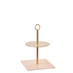 J-Line voedselstand rond+vierkant metaal licht/beige 18x18x26cm