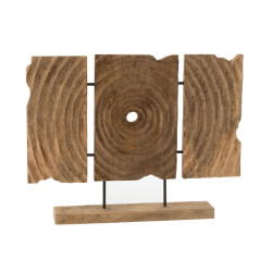 J-Line triptiek gekerfd op voet mango hout 65x8.5x47.5cm