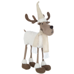 J-Line rendier 4 poten textiel beige/bruin 34x11x62cm
