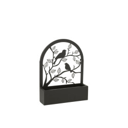 J-Line wanddeco/bloempot vogels metaal 31x8.5x41cm