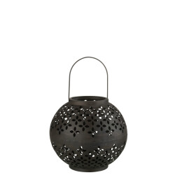 J-Line lantaarn bol geperforeerd ijzer mat 20x20x30cm