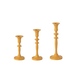 J-Line set van drie kaarshouder klassiek aluminium oker 8.5x8.5x23.5cm