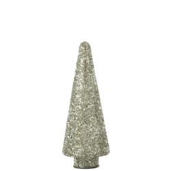 J-Line kerstboom glitter glas zilver small 12x12x32cm