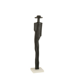 J-Line figuur persoon aluminium/marmer /wit small 10.5x10.5x52cm