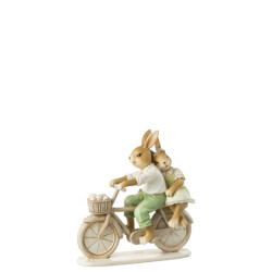 J-Line konijn koppel fiets poly mix 14x5x15cm