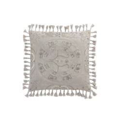 J-Line kussen marokkaans met kwasten velvet 45x45x2cm
