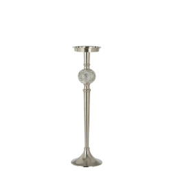 J-Line kaarshouder op voet diamant bol aluminium zilver large -