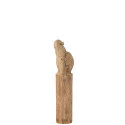 J-Line olifant op boomstam mango hout small 14.5x10x52cm