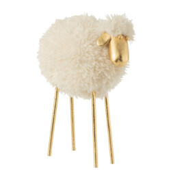J-Line schaap metaal/poly wit/goud large 36x21x45cm