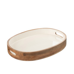 J-Line trays kos wood brown/white 50x37x7cm