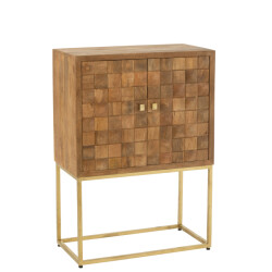 J-Line kast nino op staander metaal/mangohout /goud 76x40x122cm