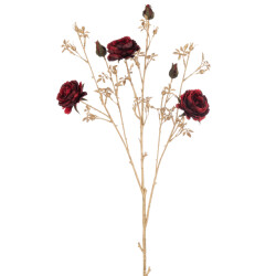 J-Line struik 3 bloemen+knoppen plastiek /goud 6x30x112cm