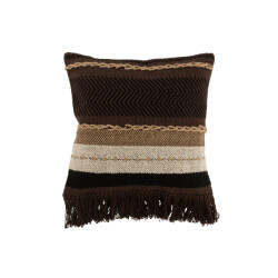 J-Line kussen etnic katoen /zwart/beige 45x45x4cm