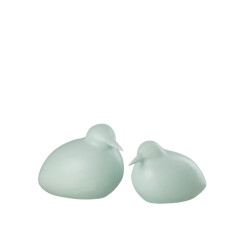 J-Line s/2 vogels dolomiet groen 22x16x17cm