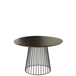 J-Line tafel rond mangohout metaal zwart 120x120x76cm