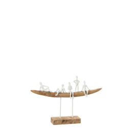 J-Line mensen op bank hout metaal naturel small 47x8x30.5cm