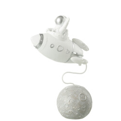 J-Line rocket astronaut poly /zilver 15x7x22.5cm