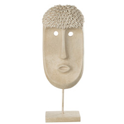 J-Line gezicht staander etnisch steen/resine large 19.5x10x52cm