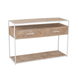 J-Line console zigzag 2 lades hout/metaal naturel/ 120x40x80cm