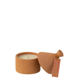 J-Line kaars keramiek pot mimosa & rose was terra-40u 12x12x17.5cm