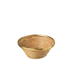 J-Line mandje goud boord rotan 28.5x28.5x12.5cm