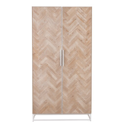 J-Line kast hoog 2 deuren zigzag hout/metaal naturel/ 95x42x186cm