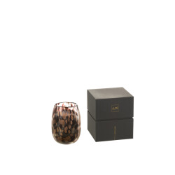 J-Line geurkaars mia zwart/mix glas small 10x10x13.75cm