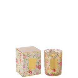 J-Line kaars happiness blooms rain reef was roze large-70u 10x10x13cm