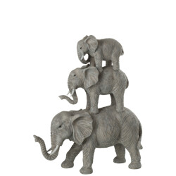 J-Line olifanten op rug poly 33.5x12x41cm