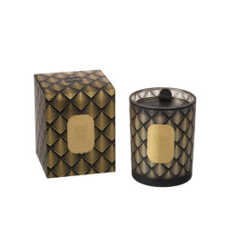 J-Line geurkaars midnight deluxe sapphire amber tea glas /goud large-70h