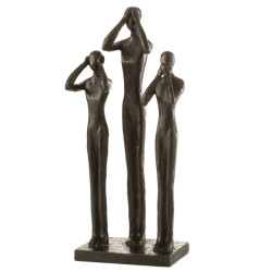 J-Line figuren horen/zien/zwijgen poly donker 18.5x41x12cm