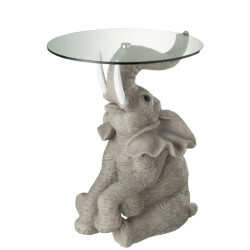 J-Line tafel olifant poly/glas 49x48x63cm