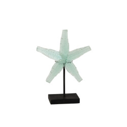 J-Line zeester op voet gerecycleerd glas transparent large 30x11x38cm